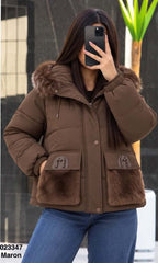 Veste 023347 Maron capuche baissée