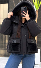 Veste 023347 Noir avec capuche