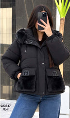 Veste 023347 Noir capuche baissée