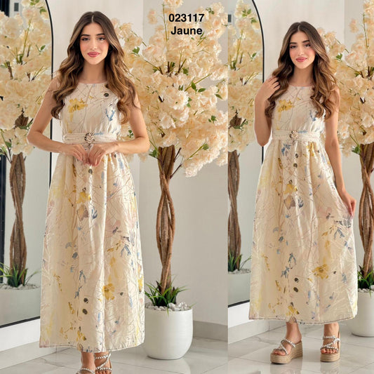 Robe fleurie avec ceinture 023117