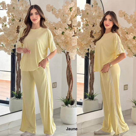 Ensemble 2ps pul+pantalon tissu maille cote 023139