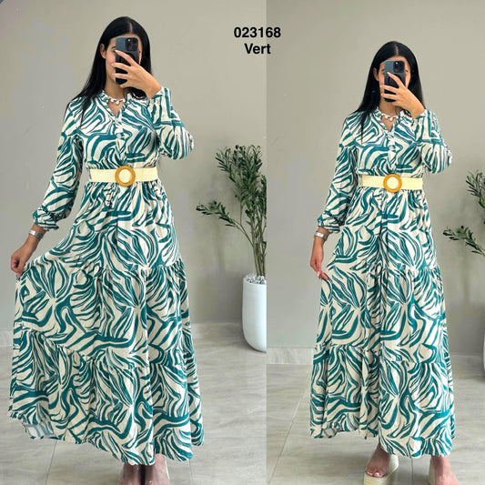 Robe fleurie avec ceinture 023168