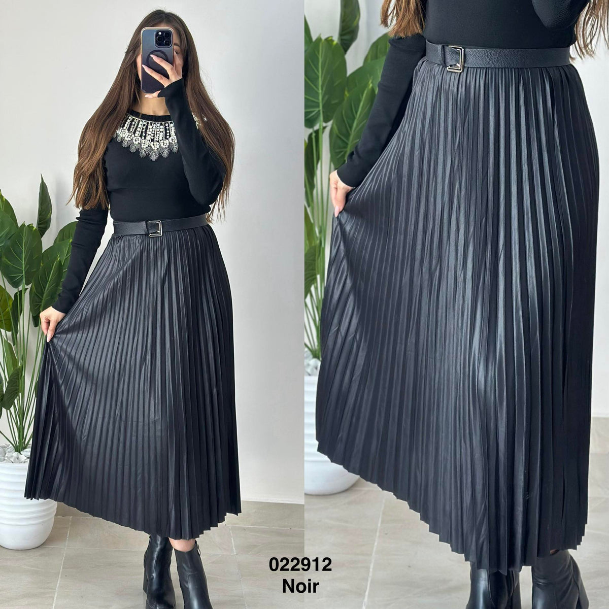 Jupe satin plissée élégante 022912