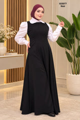 Robe longue évasée noire femme — 023077