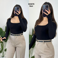 Pull col carré chic – Confort & style (023078)