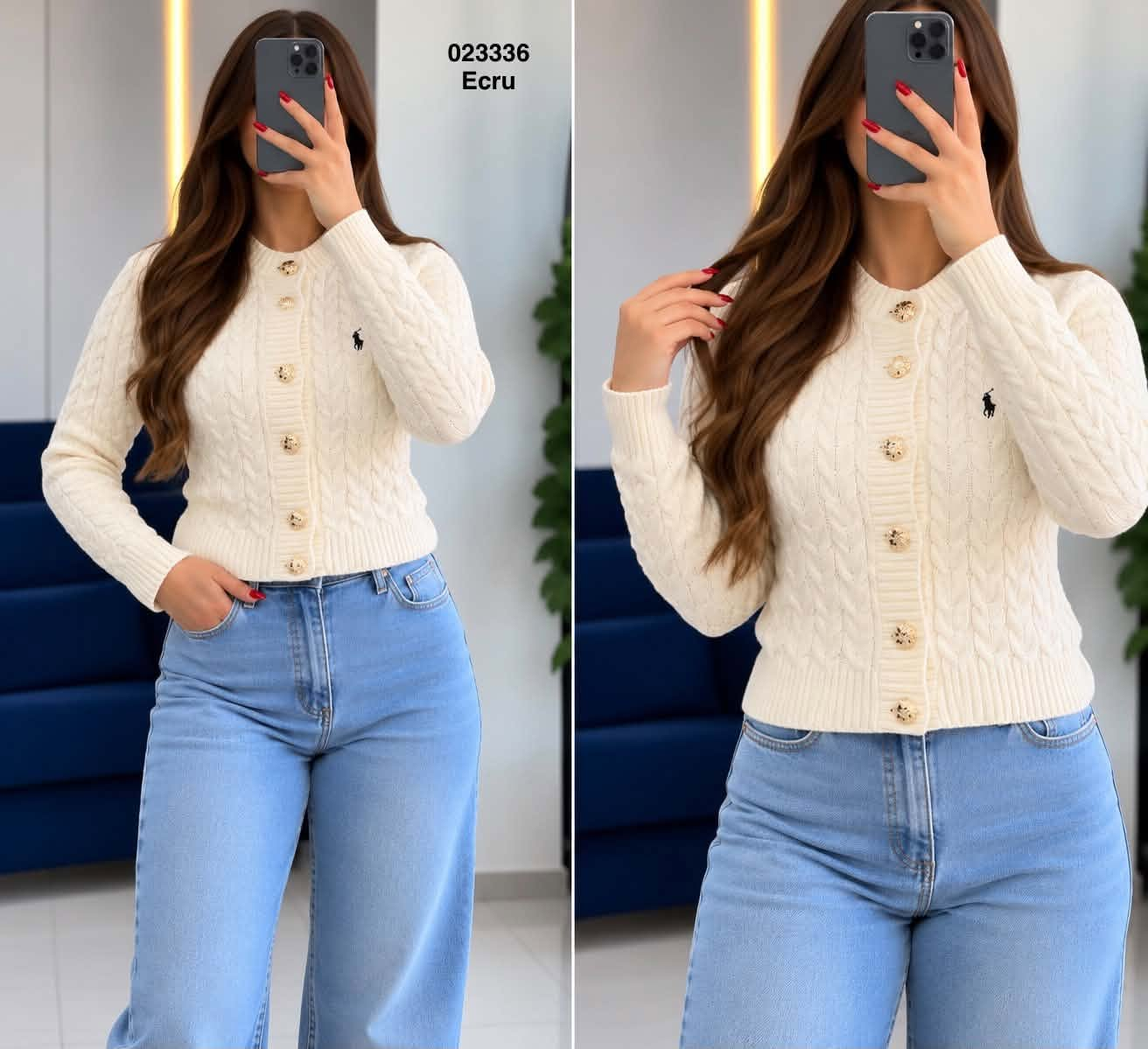 Gilet 023336 Ecru - deux vues