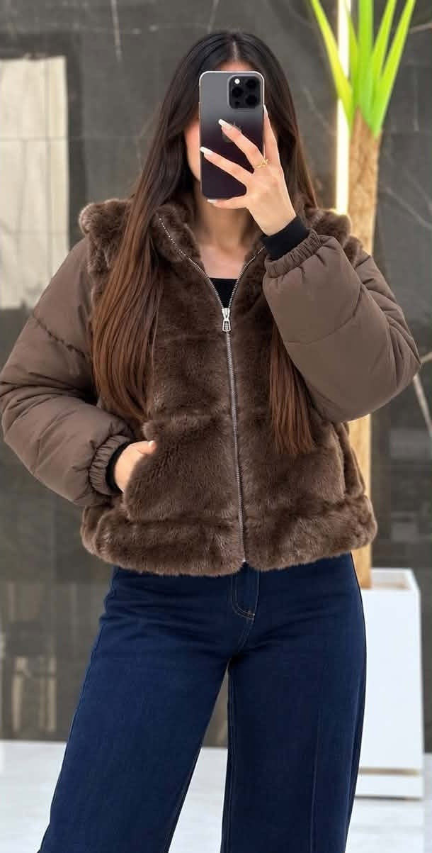 Marron - capuche abaissée