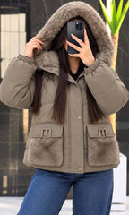 Veste 023347 Khaki avec capuche