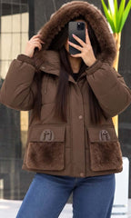 Veste 023347 Maron avec capuche