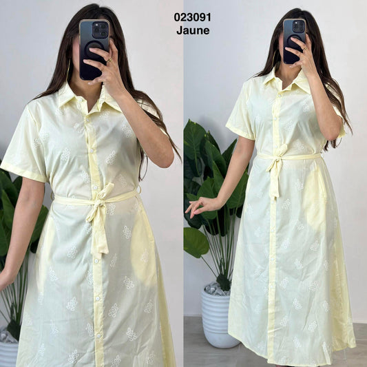 Robe chemise demi manche avec ceinture 023091
