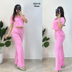 Ensemble 2ps pul col chemise+ pantalon large 023110
