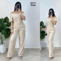 Tenue 2ps haut a encolure asymetrique avec une epaule denudee 023111