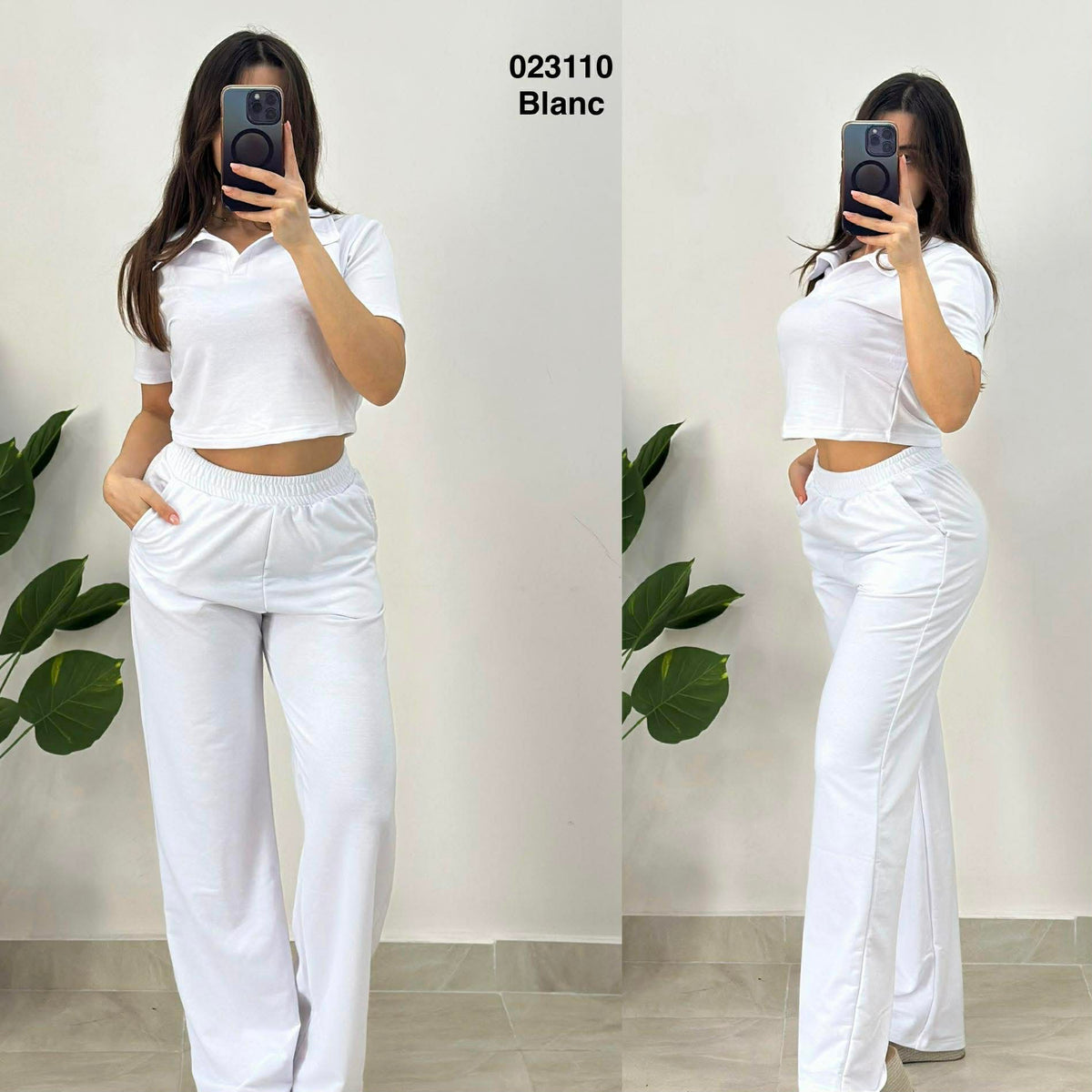 Ensemble 2ps pul col chemise+ pantalon large 023110