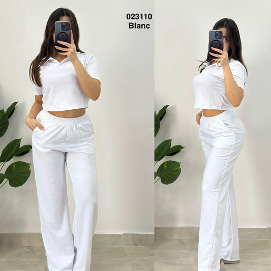 Ensemble 2ps pul col chemise+ pantalon large 023110