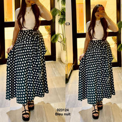 Jupe Midi a pois avec ceinture 023124