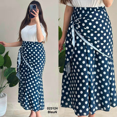 Jupe Midi a pois avec ceinture 023124