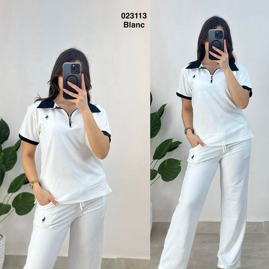 Ensemble 2ps pul col chemise avec motif polo 023113