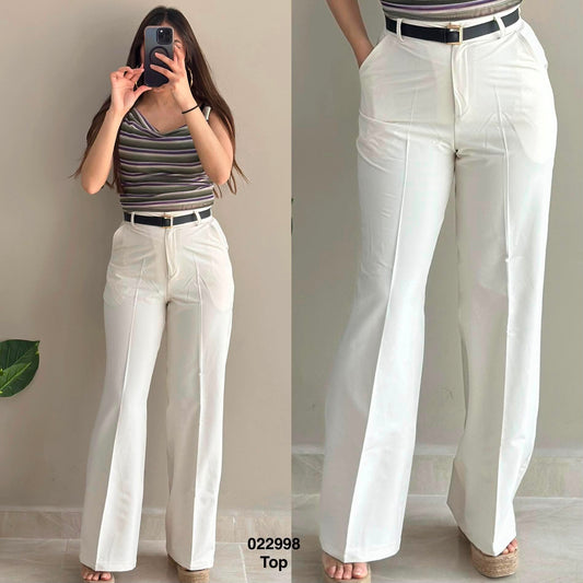 Pantalon large avec ceinture 022998
