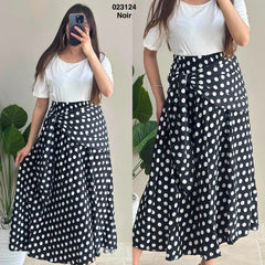 Jupe Midi a pois avec ceinture 023124