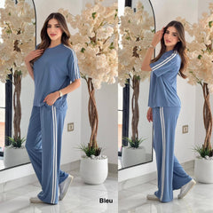 Ensemble 2ps pul+pantalon tissu maille cote 023139