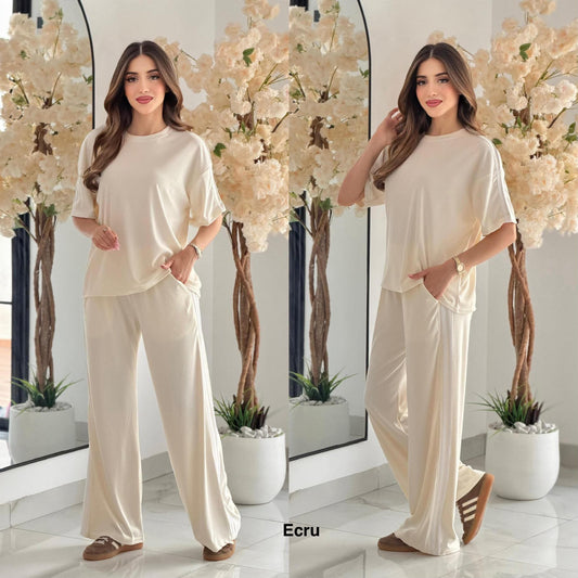 Ensemble 2ps pul+pantalon tissu maille cote 023139