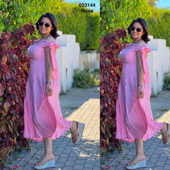 Robe col bateau avec rabta sur manche 023144