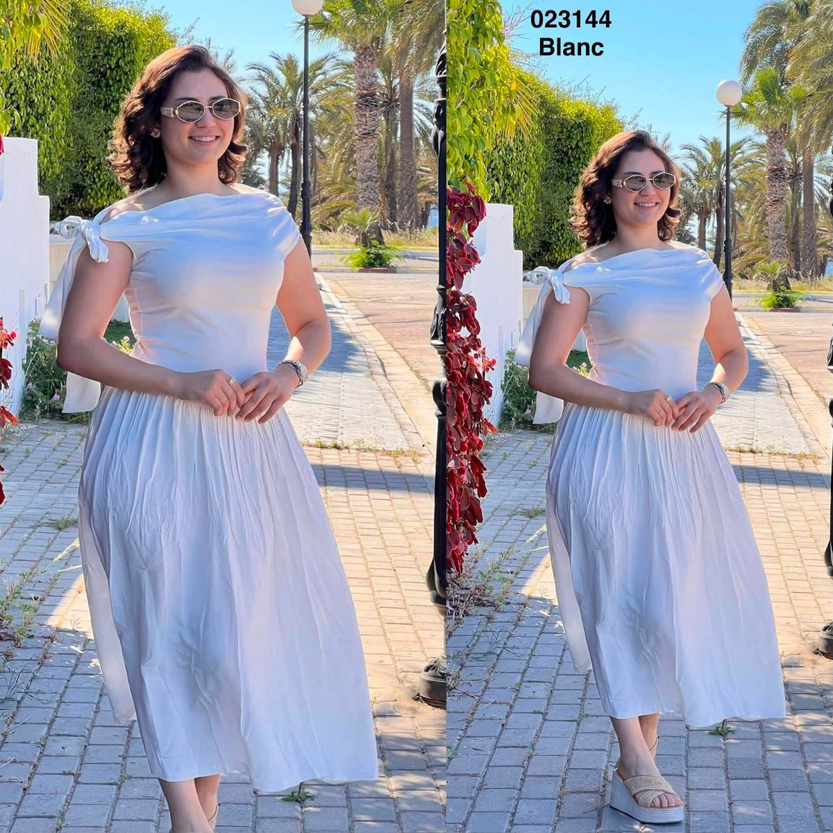 Robe col bateau avec rabta sur manche 023144
