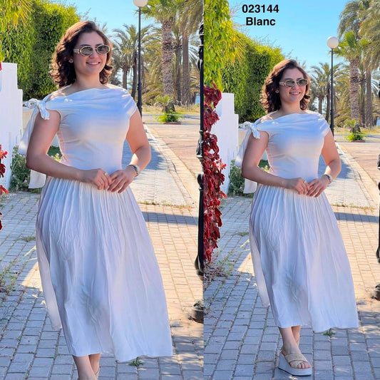 Robe col bateau avec rabta sur manche 023144