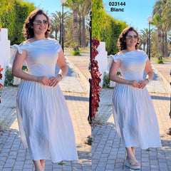 Robe col bateau avec rabta sur manche 023144
