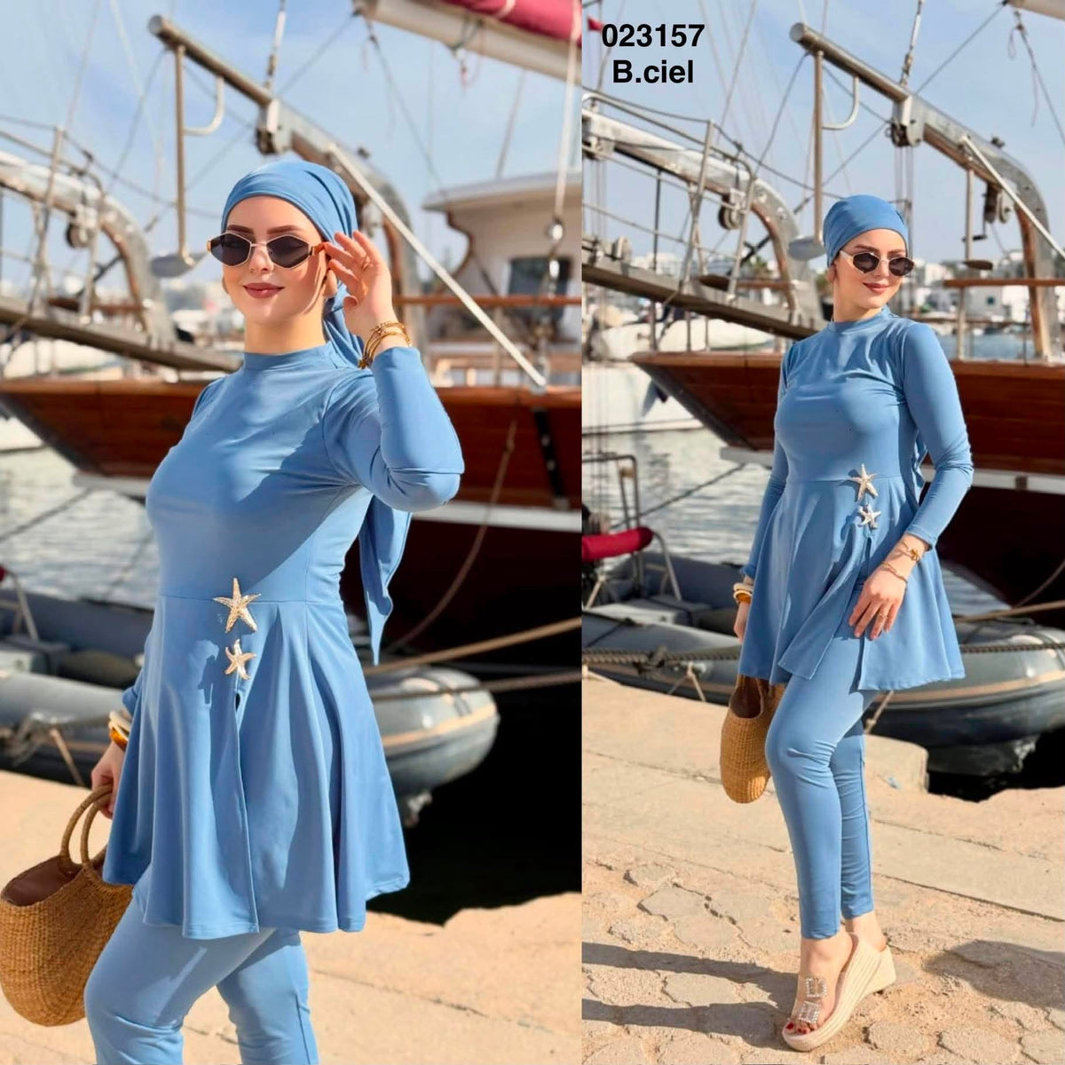 Burkini pul long+pantalon et foulard 023157