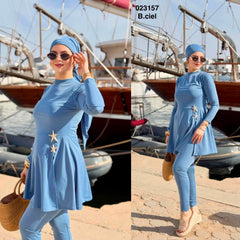 Burkini pul long+pantalon et foulard 023157