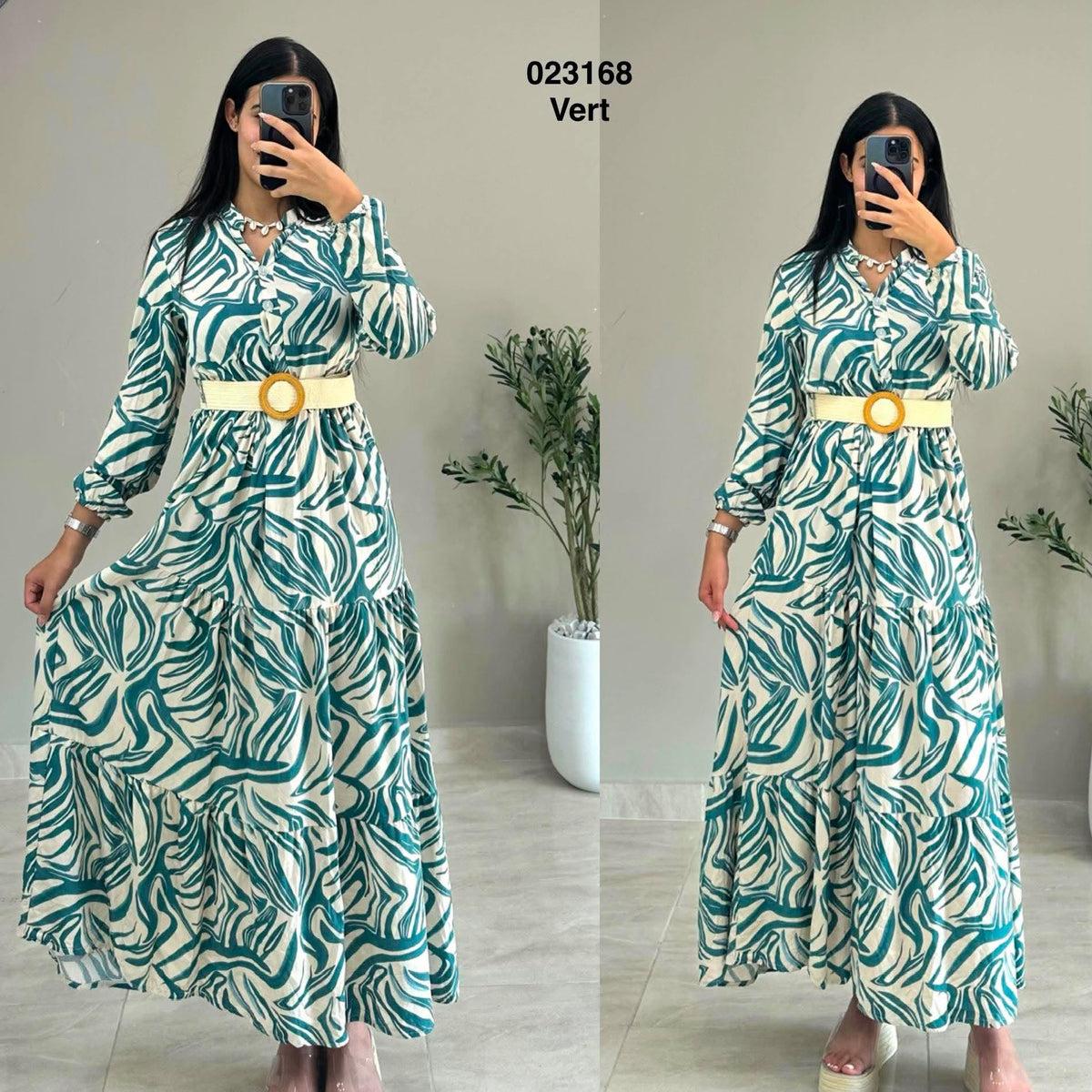 Robe fleurie avec ceinture 023168