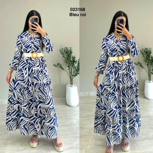 Robe fleurie avec ceinture 023168