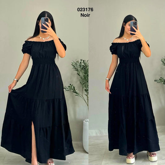 Robe col bateau avec fente 023176