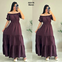 Robe col bateau avec fente 023176