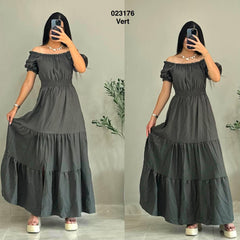 Robe col bateau avec fente 023176