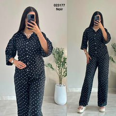Ensemble 2ps chemise +pantalon avec pois 023177
