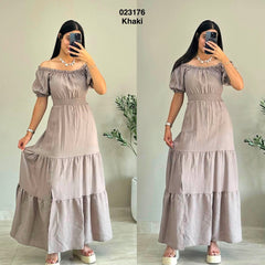 Robe col bateau avec fente 023176