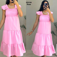 Robe avec smock sans manche 023184