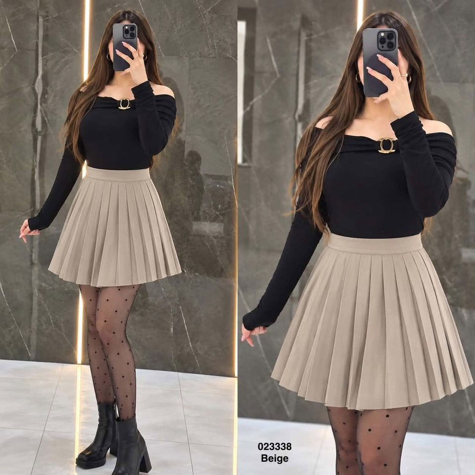 Jupe plissée Beige - 023338