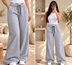 Pantalon sport wide leg gris réf. 023334, deux vues