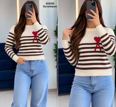 Pull Ecru marron 023335