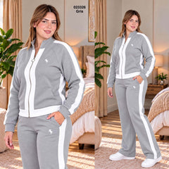 Ensemble jogging motif polo coupe large avec veste zippée 023326