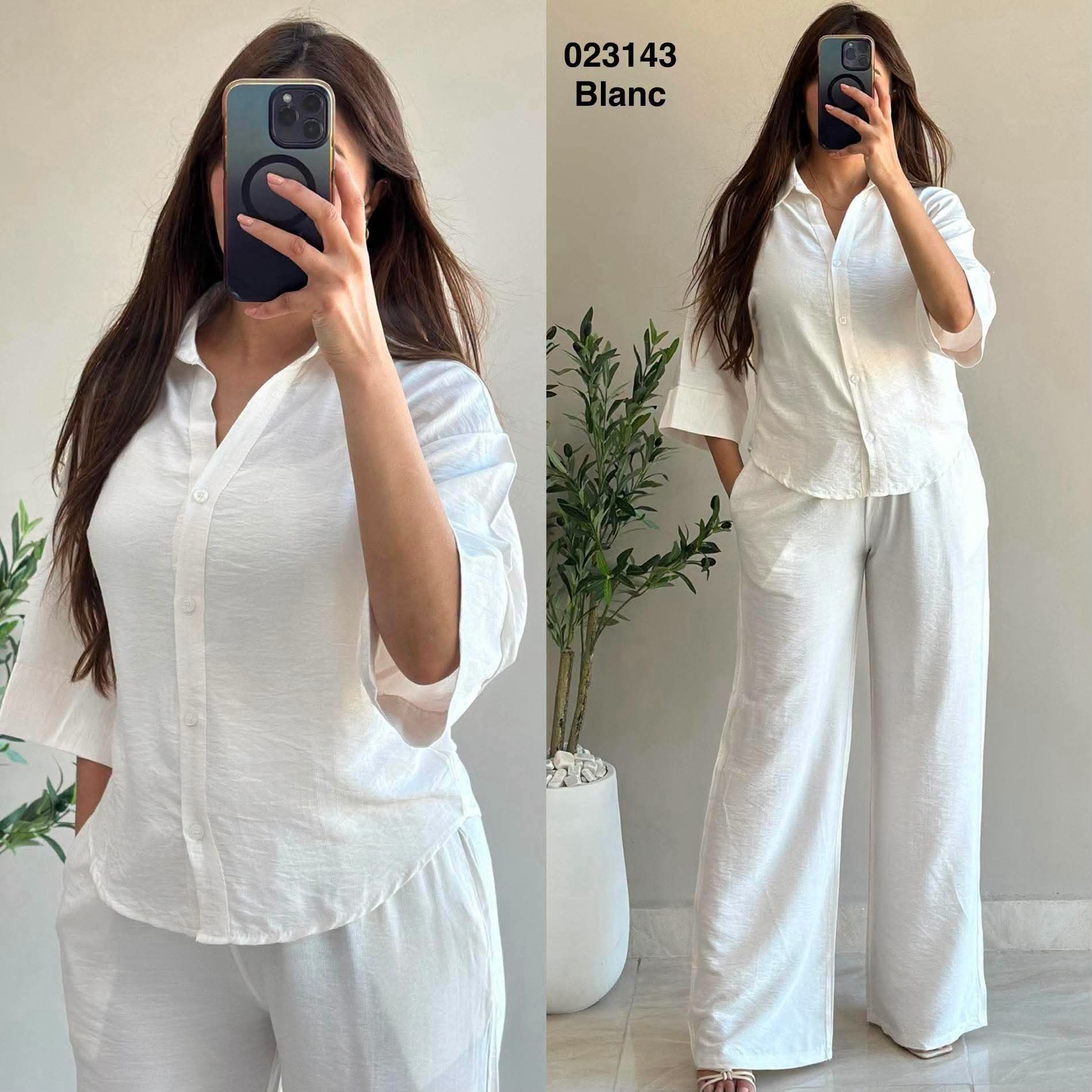 Ensemble 2 pièces chemise oversize + pantalon pour femme Sympatico Tunisie – vue 7