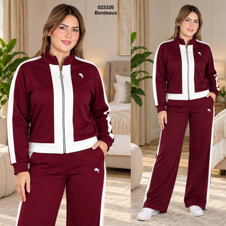 Ensemble jogging motif polo coupe large avec veste zippée 023326