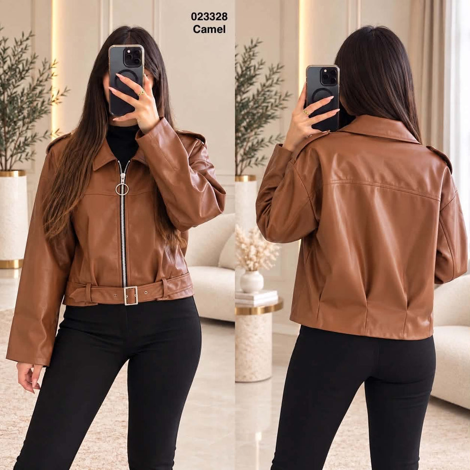 Vest cuir avec ceinture 023328