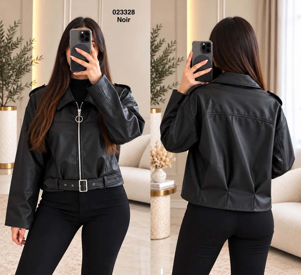 Vest cuir avec ceinture 023328