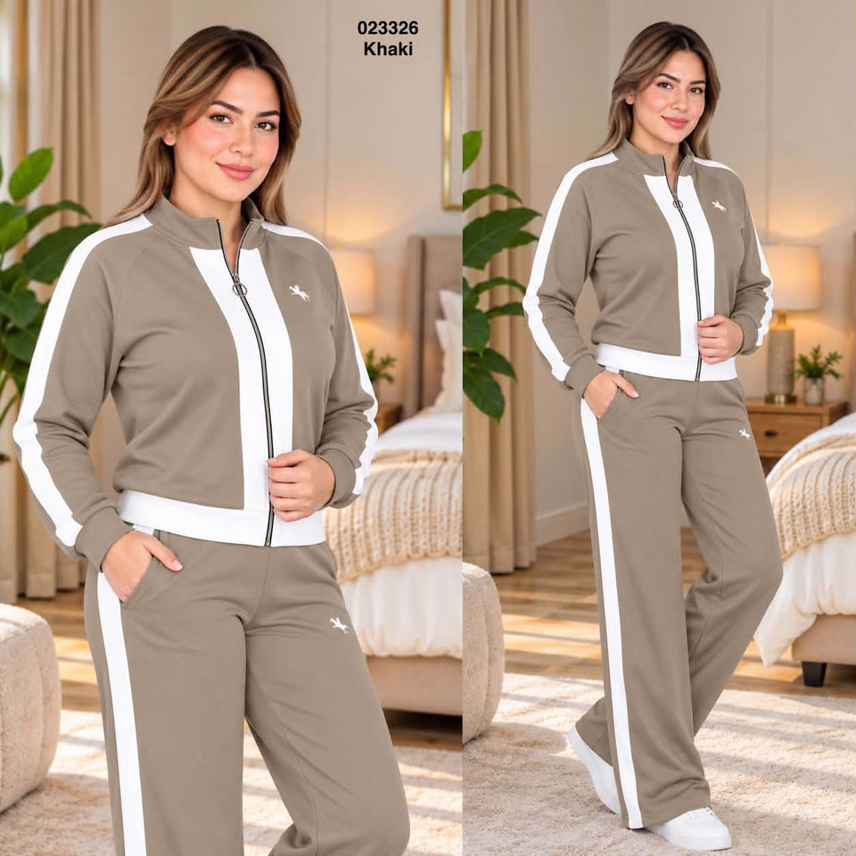 Ensemble jogging motif polo coupe large avec veste zippée 023326