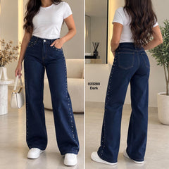 Pantalon large avec strass 023280
