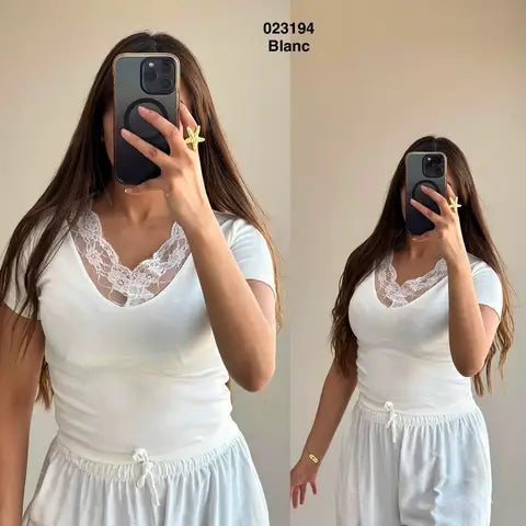 Pull col dentelle 023194